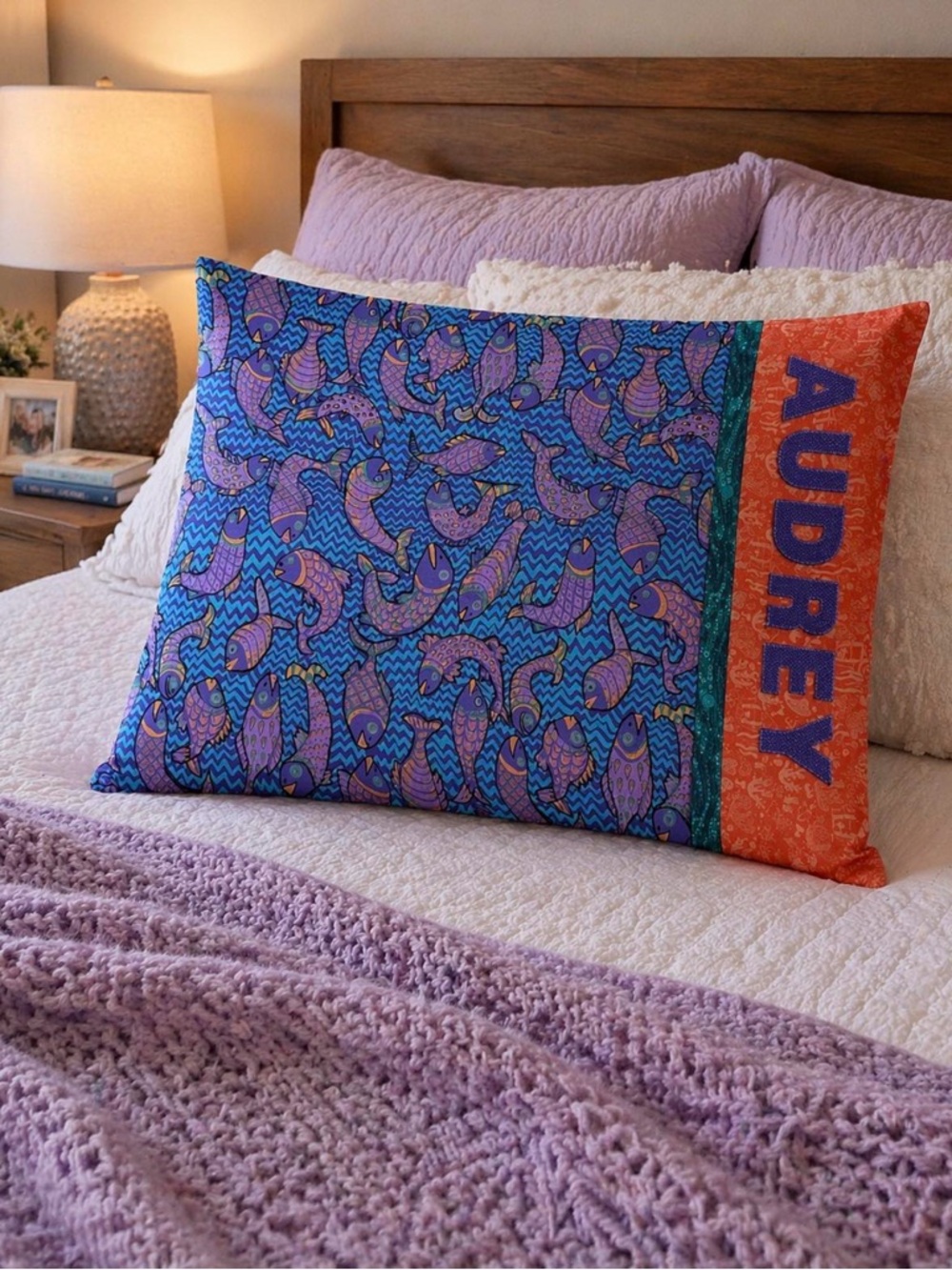 Personalized custom pillowcase featuring color and name of your choice 6 letters